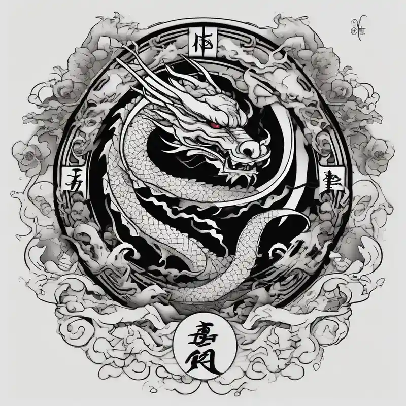 Dark cancer zodiac sign tattoo with dragon on background glitter tattoo